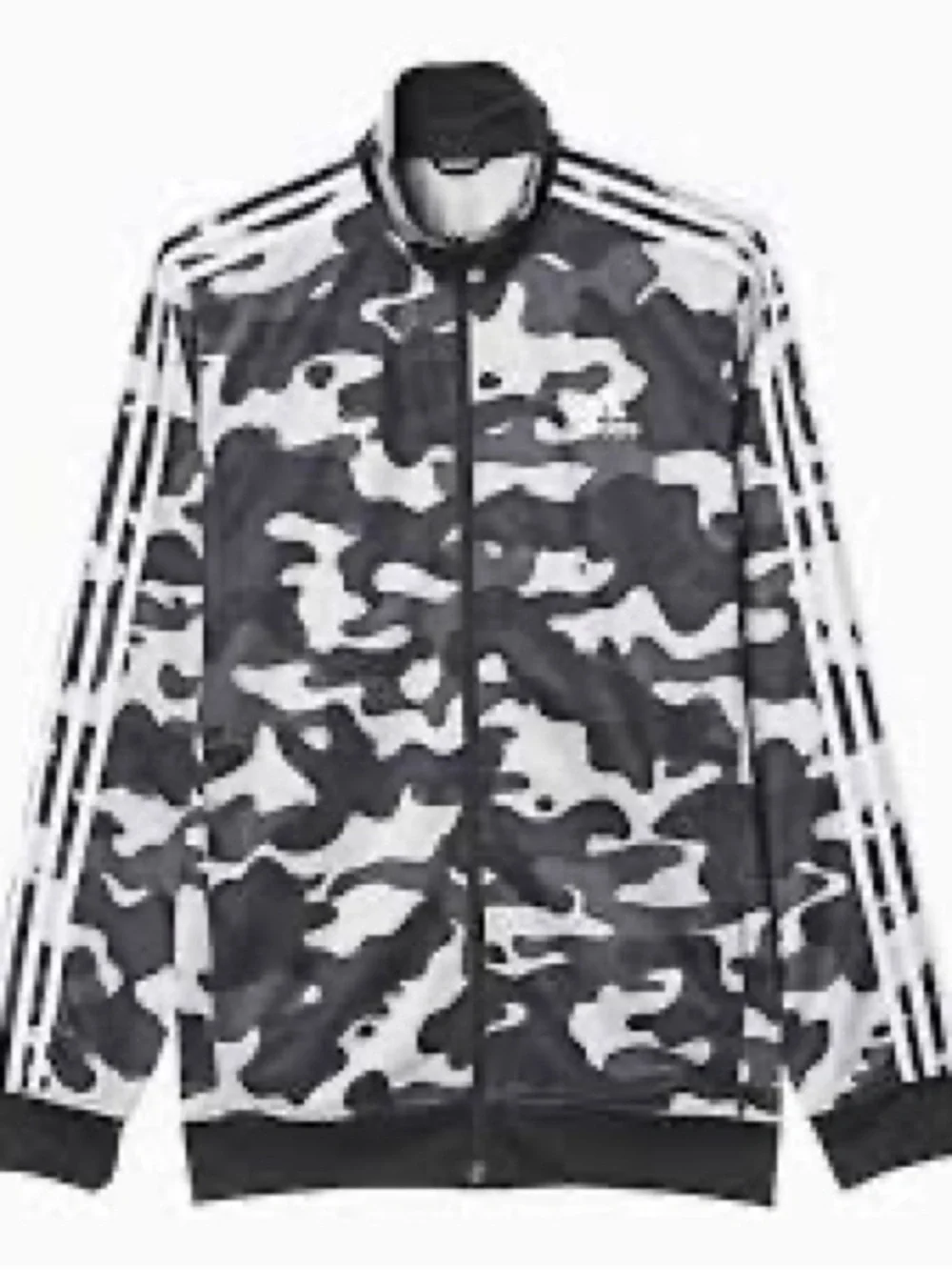 adidas Black & White Camo Bomber Jacket with Three-Stripe Sleeves